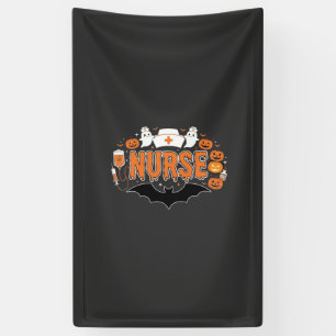 Halloween Verpleegster Druppelende Pompoen Geest V Spandoek