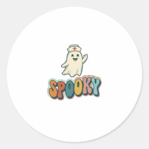 Halloween Verpleegster Griezelige Geest Retro Grap Ronde Sticker