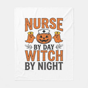 Halloween Verpleegster Heks Bij Nacht Vintage Shir Fleece Deken