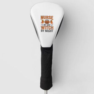 Halloween Verpleegster Heks Bij Nacht Vintage Shir Golfheadcover