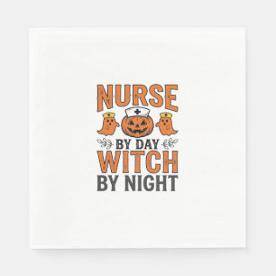 Halloween Verpleegster Heks Bij Nacht Vintage Shir Servet