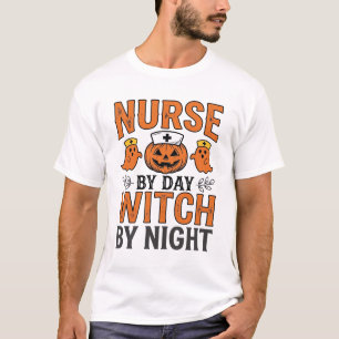 Halloween Verpleegster Heks Bij Nacht Vintage Shir T-shirt