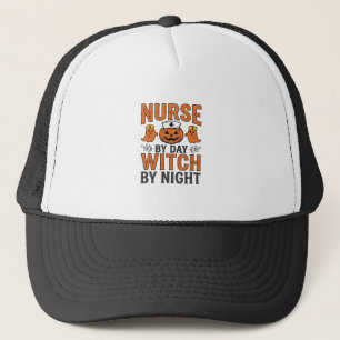 Halloween Verpleegster Heks Bij Nacht Vintage Shir Trucker Pet