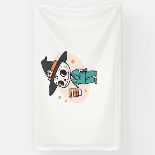 Halloween Verpleegster met Koffie Dragen Heksen Pe Spandoek (Verticaal)
