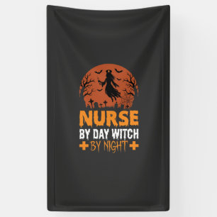 Halloween Verpleegster overdag Heks 's nachts Spandoek