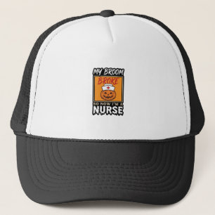 Halloween Verpleegster Pompoen Bezem Gebroken Vint Trucker Pet