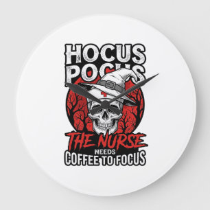 Halloween Verpleegster Schedel Koffie Focus Vintag Grote Klok