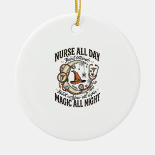 Halloween Verpleegster Shirt Hekserij Medische Nac Keramisch Ornament