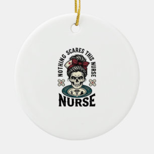 Halloween-verpleegster shirt vintage schedel grafi keramisch ornament