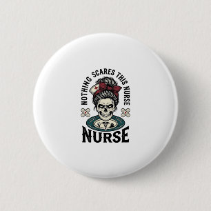 Halloween-verpleegster shirt vintage schedel grafi ronde button 5,7 cm
