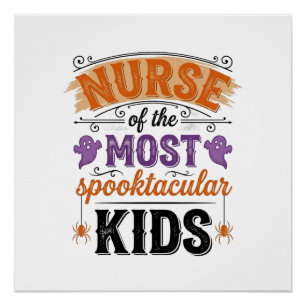 Halloween Verpleegster Spooktacular Kids Vintage O Perfect Poster