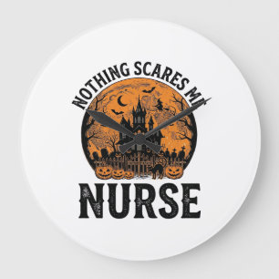 Halloween Verpleegster Vintage Griezeld Moon Desig Grote Klok