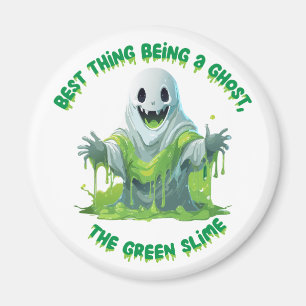 Halloween Verschrikkelijke Geest Bedekt Met Groen Magneet