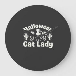 Halloween Verschrikkelijke Kat Dame_1 Grote Klok