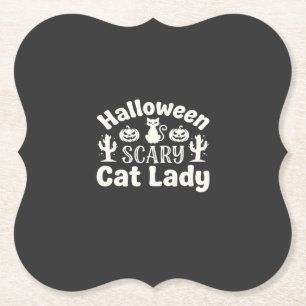 Halloween Verschrikkelijke Kat Dame_1 Kartonnen Onderzetters