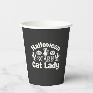 Halloween Verschrikkelijke Kat Dame_1 Papieren Bekers