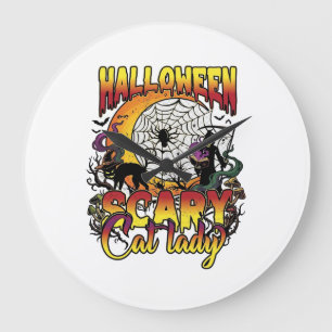 Halloween Verschrikkelijke Kat Dame Grim Reaper Ma Grote Klok