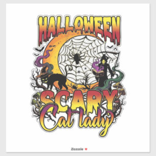Halloween Verschrikkelijke Kat Dame Grim Reaper Ma Sticker