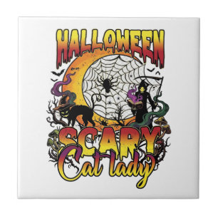 Halloween Verschrikkelijke Kat Dame Grim Reaper Ma Tegeltje