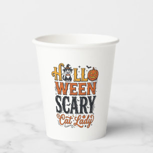 Halloween Verschrikkelijke Kat Dame Vintage Kat Sh Papieren Bekers