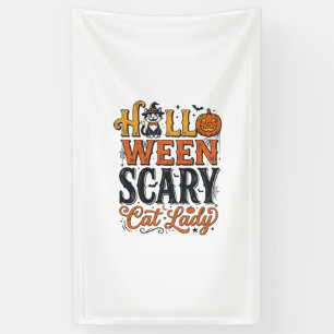 Halloween Verschrikkelijke Kat Dame Vintage Kat Sh Spandoek