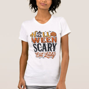 Halloween Verschrikkelijke Kat Dame Vintage Kat Sh T-shirt