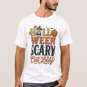 Halloween Verschrikkelijke Kat Dame Vintage Kat Sh T-shirt