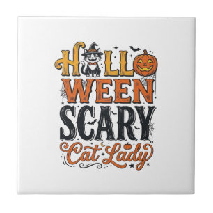 Halloween Verschrikkelijke Kat Dame Vintage Kat Sh Tegeltje