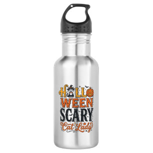 Halloween Verschrikkelijke Kat Dame Vintage Kat Sh Waterfles