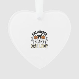 Halloween Verschrikkelijke Kat Dame Vintage Vector Ornament