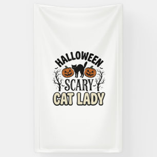 Halloween Verschrikkelijke Kat Lady Vintage Vector Spandoek