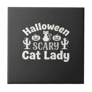 Halloween Verschrikkelijke Kat Vrouw_1 Tegeltje