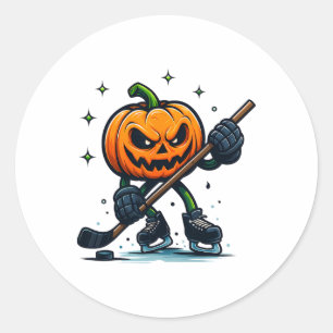 Halloween Verschrikkelijke Pompoen Toont Hockey Va Ronde Sticker