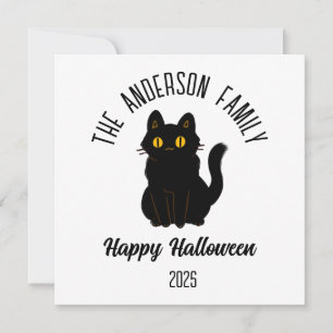 Halloween Verschrikkelijke Zwarte Kat Gepersonalis Feestdagenkaart