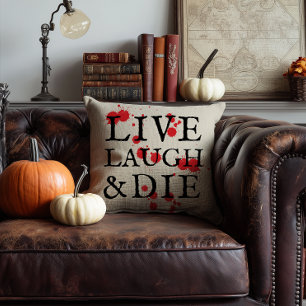Halloween versie van Live Laugh Love Kussen