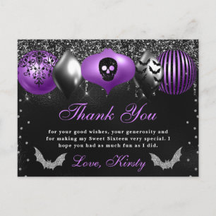 Halloween-versiering Sweet Sixteen Dank je Briefkaart
