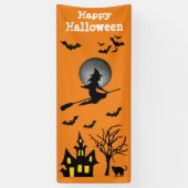 Halloween Vertical Spooky Witch Haunted House Bats Spandoek (Verticaal)