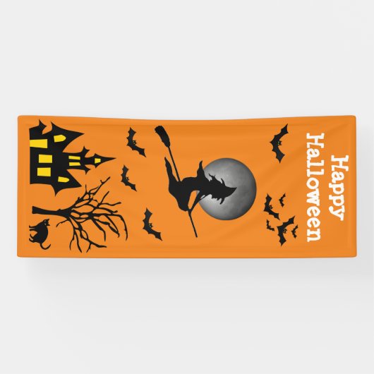 Halloween Vertical Spooky Witch Haunted House Bats Spandoek (Horizontaal)