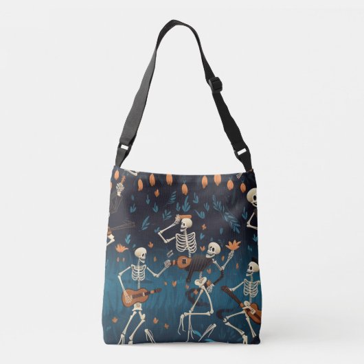 Halloween Vibe Skelet Dans Modern  Grappig Crossbody Tas (Achterkant)