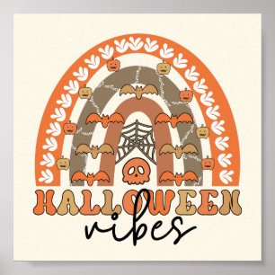 Halloween Vibes Boho Rainbow Herfst Halloween Poster