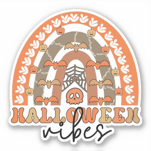 Halloween Vibes Boho Rainbow Herfst Halloween Sticker (Voorkant)