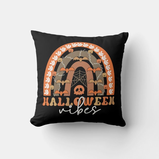 Halloween Vibes Boho Rainbow Herfst Spooky Kussen (Voorkant)