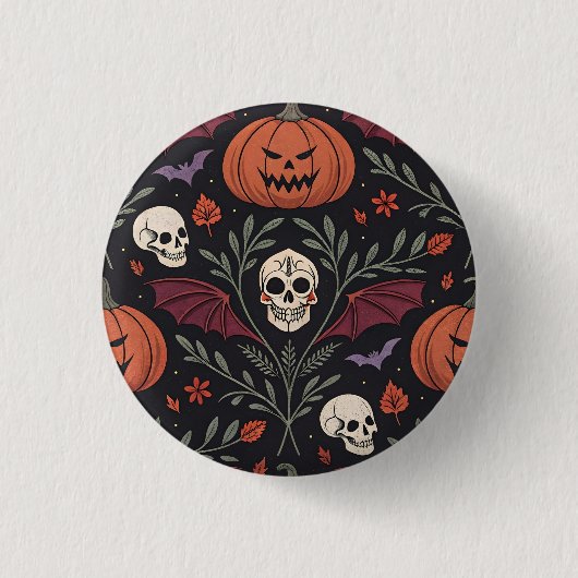 Halloween Vibes Pattern Ronde Button 3,2 Cm (Voorkant)