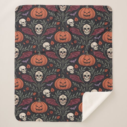 Halloween Vibes Pattern Sherpa Deken (Voorkant)