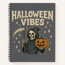 Halloween Vibes Reaper - Grijze Spiraal Notitieboe Notitieboek