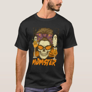 Halloween Vibes Spooky Mom Life Skull Pumpkin Boo T-shirt