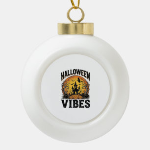 Halloween Vibes Vintage Heeft Gezicht Moon Shirt D Keramische Bal Ornament