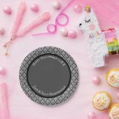 Halloween Victoriaans Damask White op zwart Papieren Bordje (Feest)