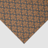 Halloween Victoriaans Damask Zwart Sinaasappel Tissuepapier (Detail)