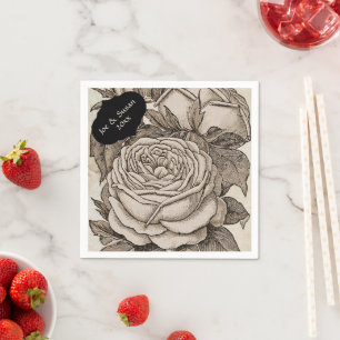 Halloween Victoriaans Gotisch Roos in Sepia Servet
